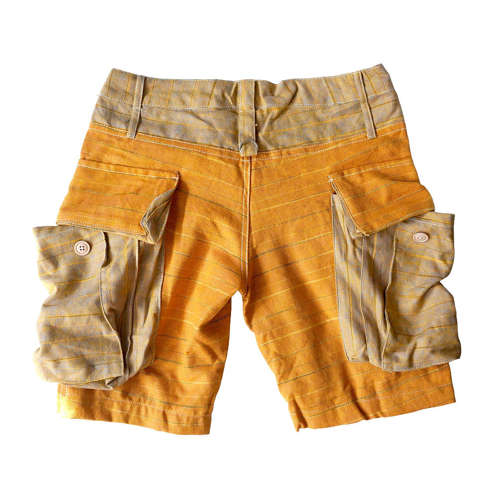 縮圖：TIMBEE LO Orange Color-Block Accordion Cargo Sporty Cotton Canvas Short