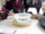 縮圖：Used FIRE KING White Soup Bowl with Green Floral Pattern, Salad Bowl, Antique