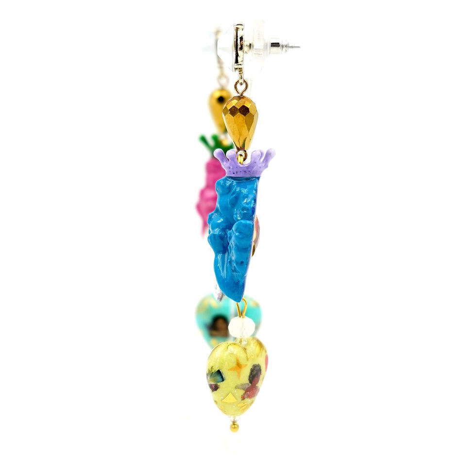 Miniatura: 【CUPID】Colorful baroque angel with printed heart earrings