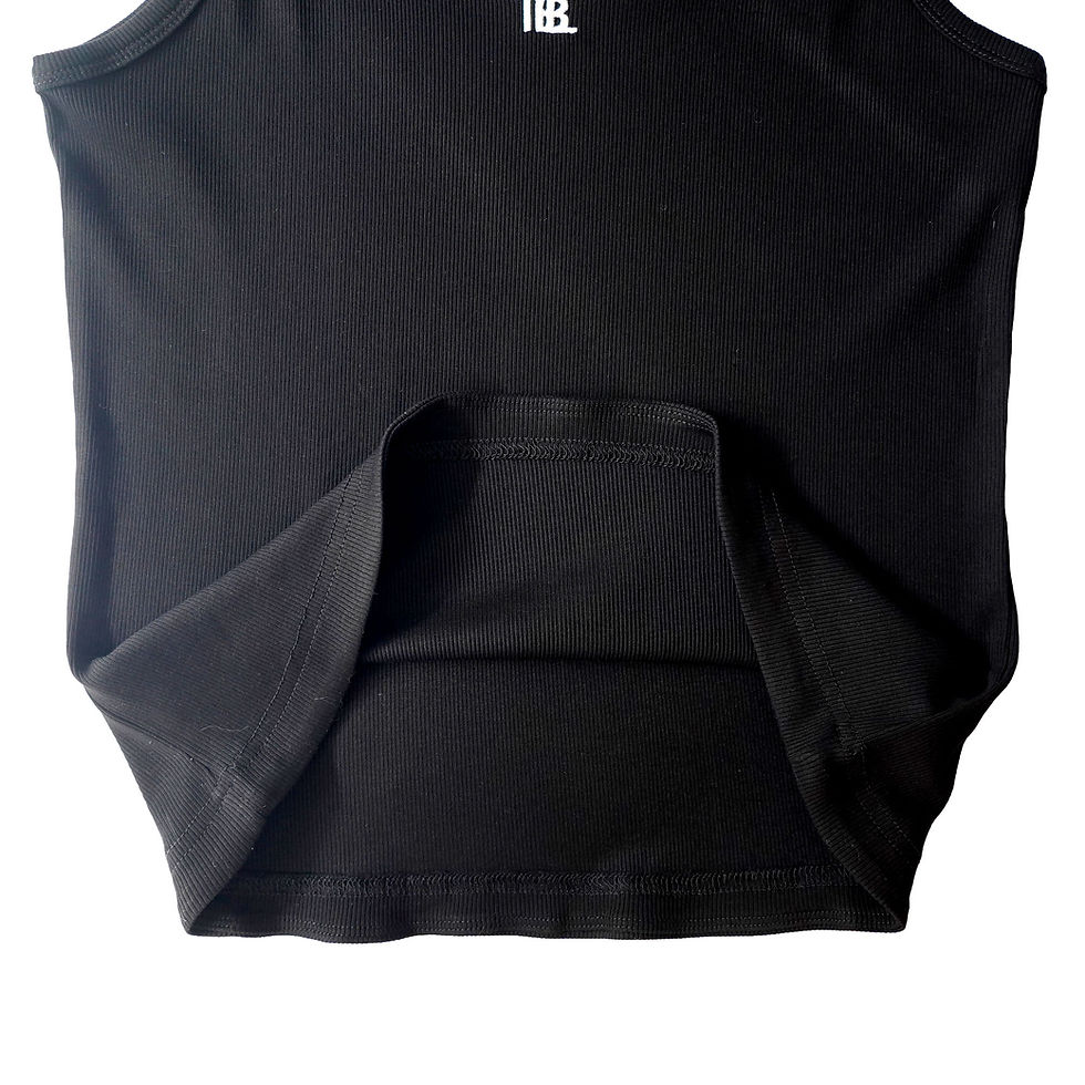 Miniatura: TIMBEELO Cotton Simple Black Tank Top with White Logo Embroidery