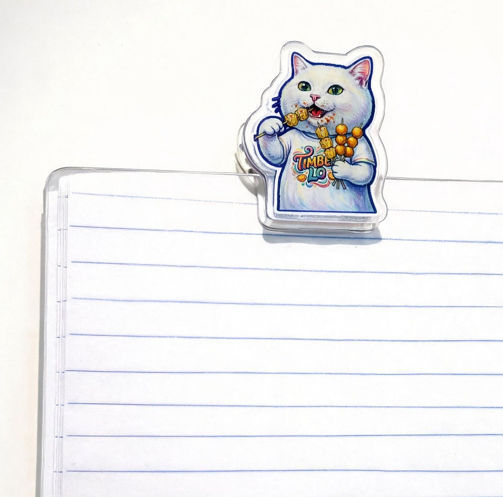 Dim Sum x White Cat Acrylic Paper Clip 港式點心白貓萬用夾