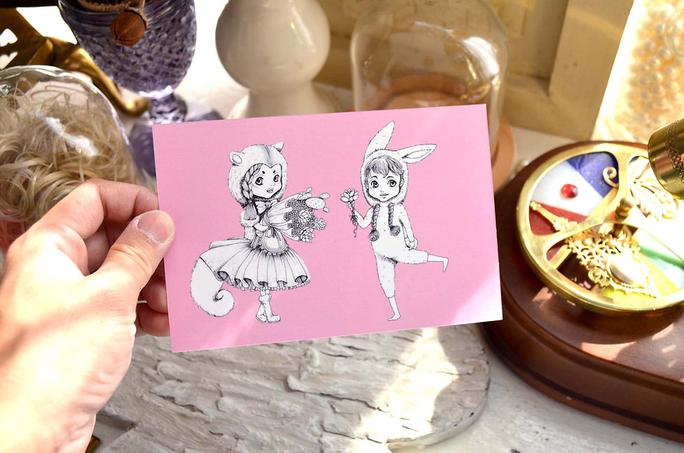 Miniatura: GOOKASO 兔子少年 松鼠多肉少女  明信片 珠光卡紙材質 POSTCARD