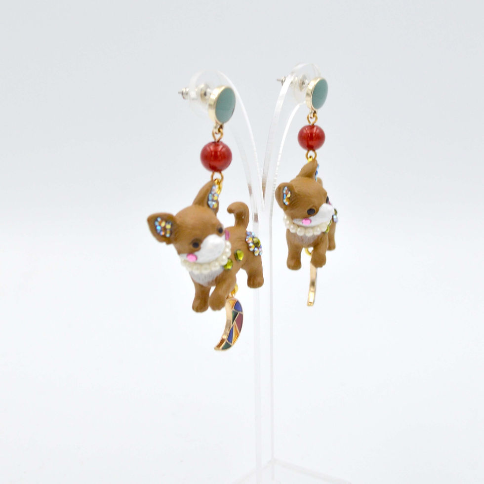 サムネイル： 芝娃娃小狗綴施華洛水晶裝飾耳環 Swarovski Crystal
