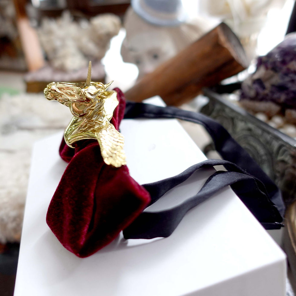 Miniature : 日本中古紅色絲絨金色獨角獸領結煲呔蝴蝶結領帶高級男仕西裝禮服