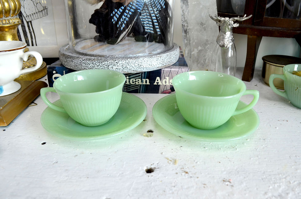 Miniature : FIRE KING 60S Jadeite Tea Cup w/ Saucer set