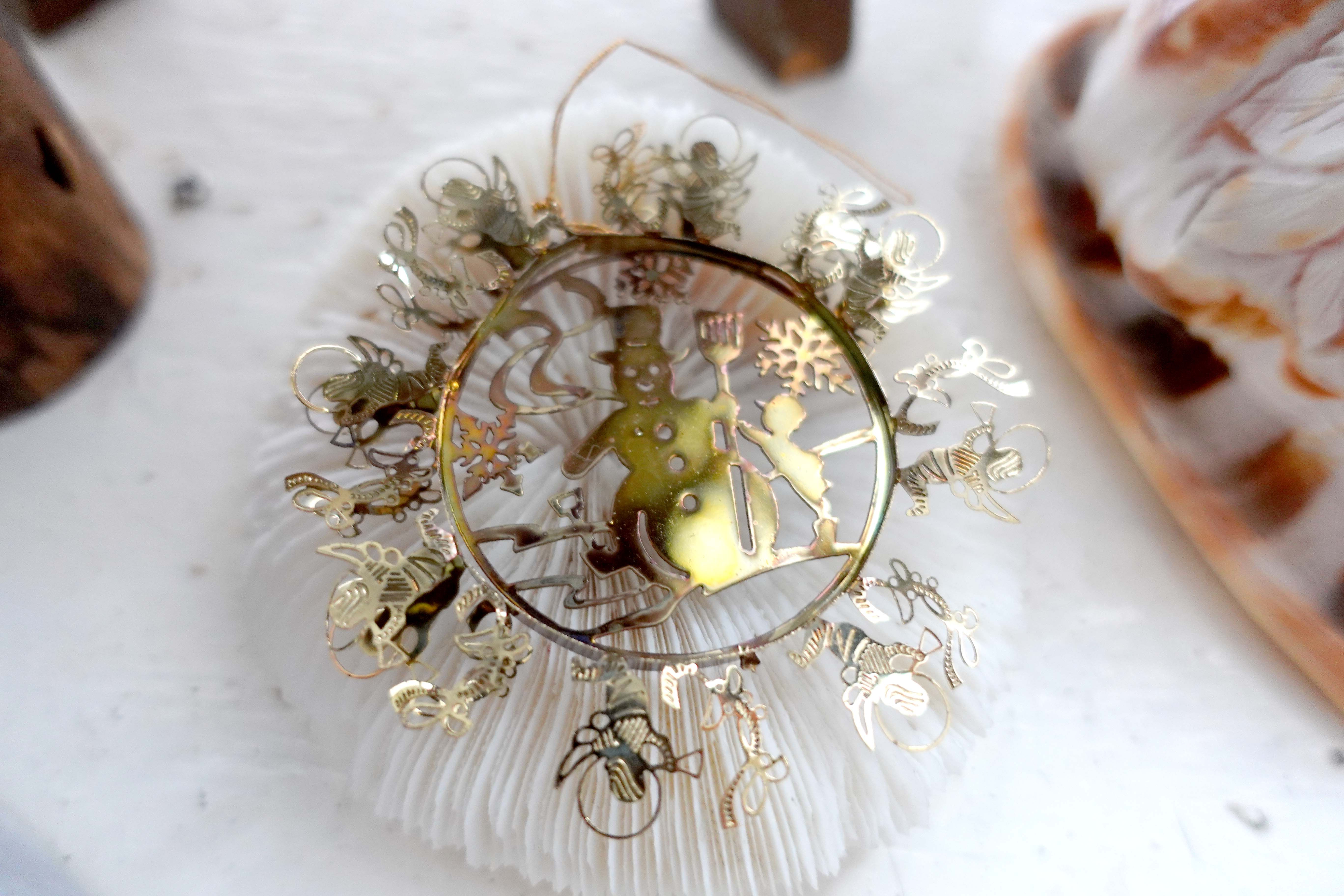 美國古董老貨 西洋古典味道聖誕樹吊飾 鍍金黃銅材質 聖誕節禮物