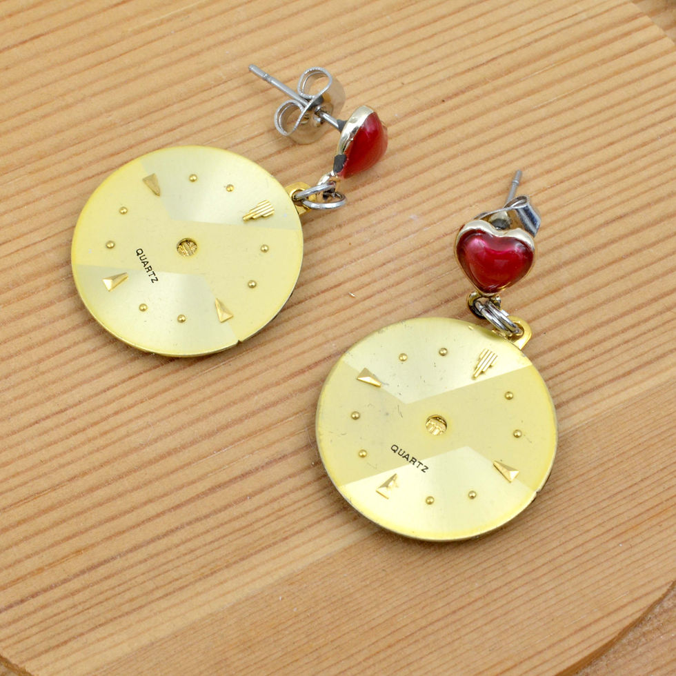縮圖：金色配水鑽古董錶面耳環  Golden Vintage Dial Earrings