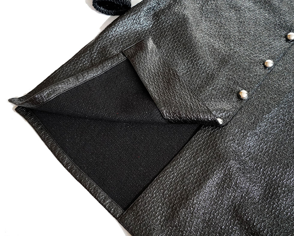 Miniature : TIMBEE LO Black PU coating in tweed wool Coat with trimming