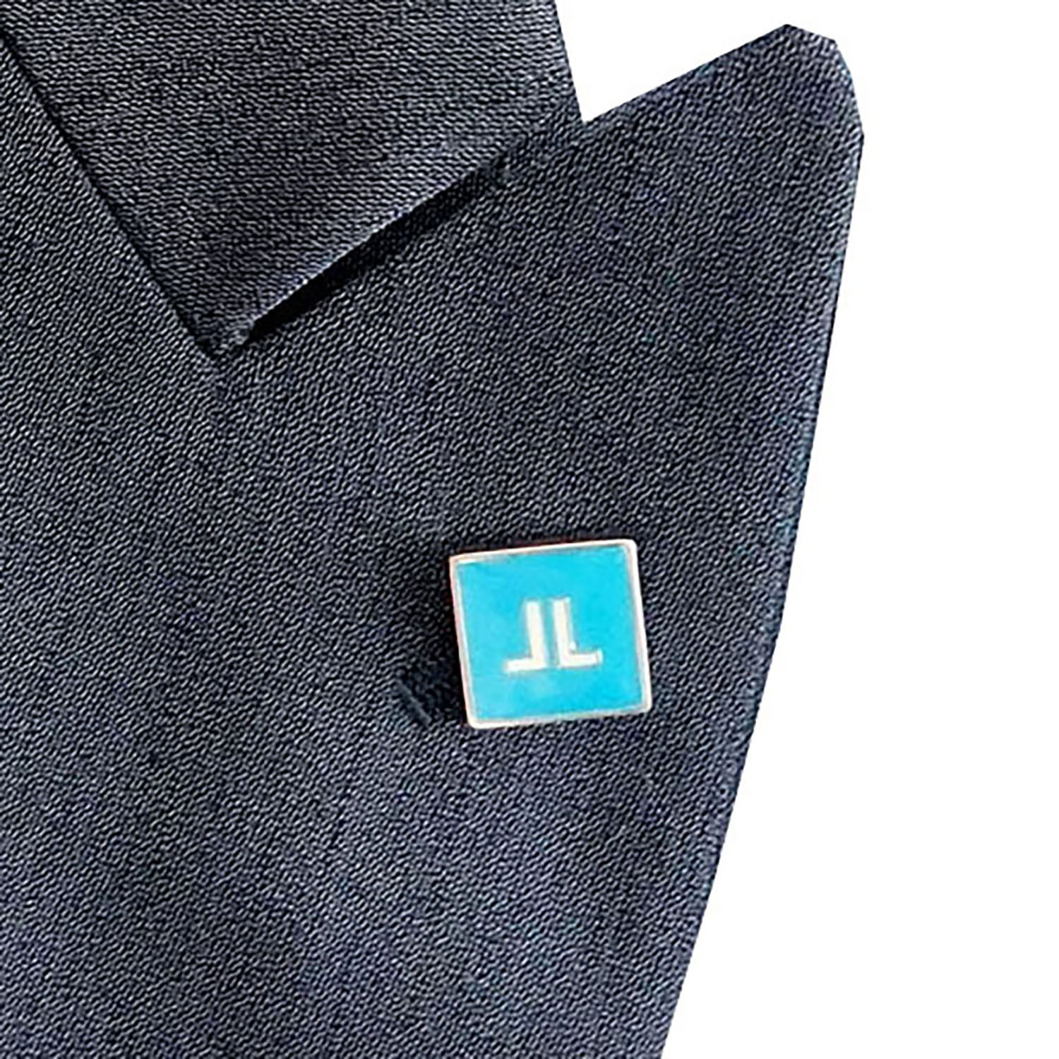 LANVIN Blue Logo Pattern Lapel Button