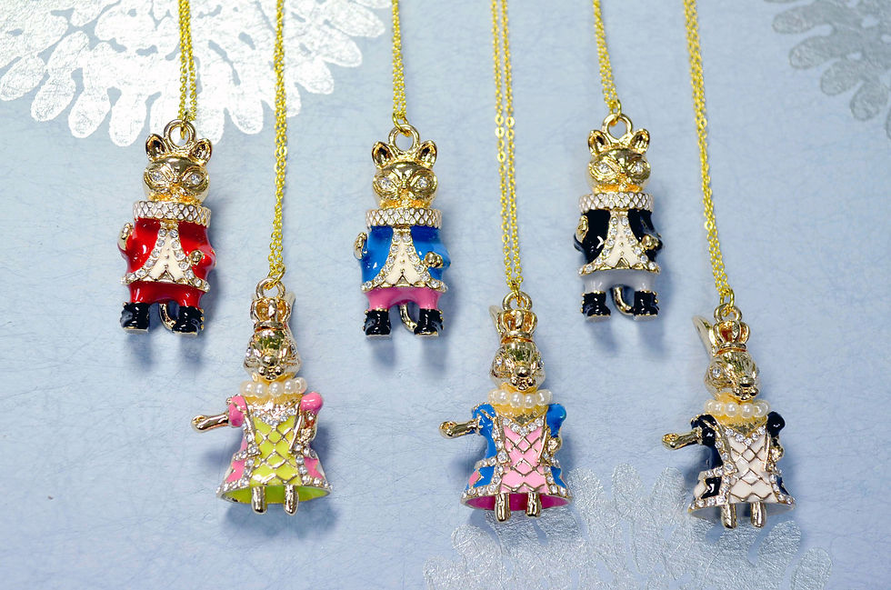 섬네일: IMBEE LO X GOOKASO 原創金屬黑色琺瑯花紋兔子瑪麗皇后頸鍊項鍊吊墜necklace