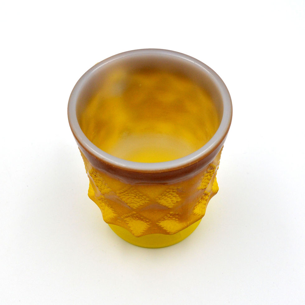 Miniature : FIRE KING 芥末黃色 菱格咖啡杯 60年代古董物品