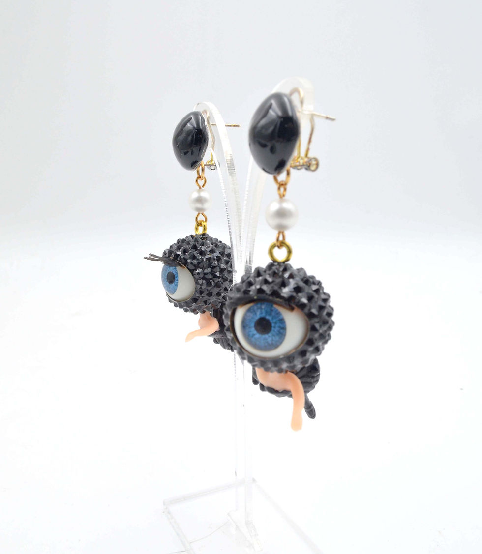 섬네일: 黑色芭蕾舞少女眼珠耳環 綴施華洛水晶 Eyeball Girl Earrings with Swarovski Crystal