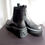 Thumbnail: Size 43 VALENTINO Black simple leather platform boots with a large LOGO in the back