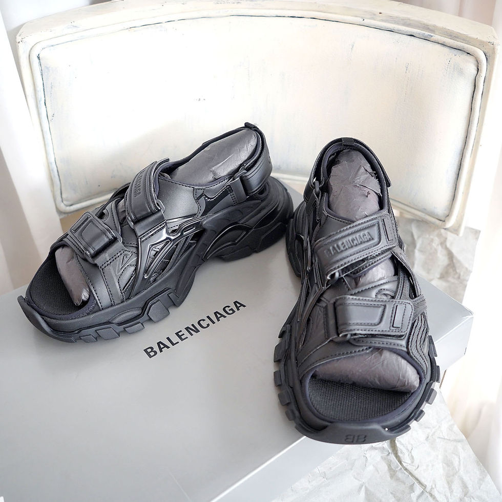 サムネイル： EU39 Balenciaga Black Track Rubber Velcro Sandals