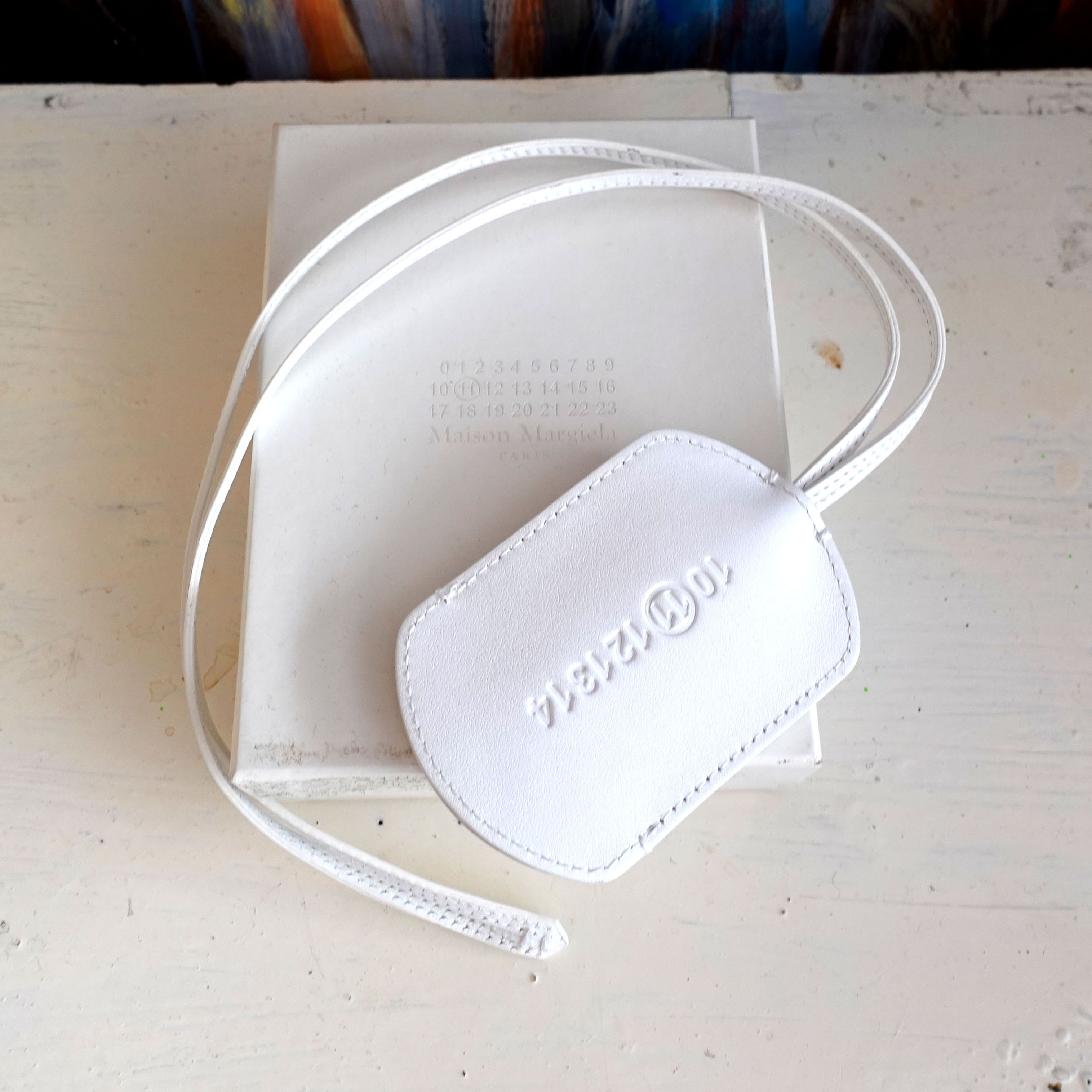 法國名牌Maison Margiela MM11白色真皮鎖匙扣手袋掛包全新未使用