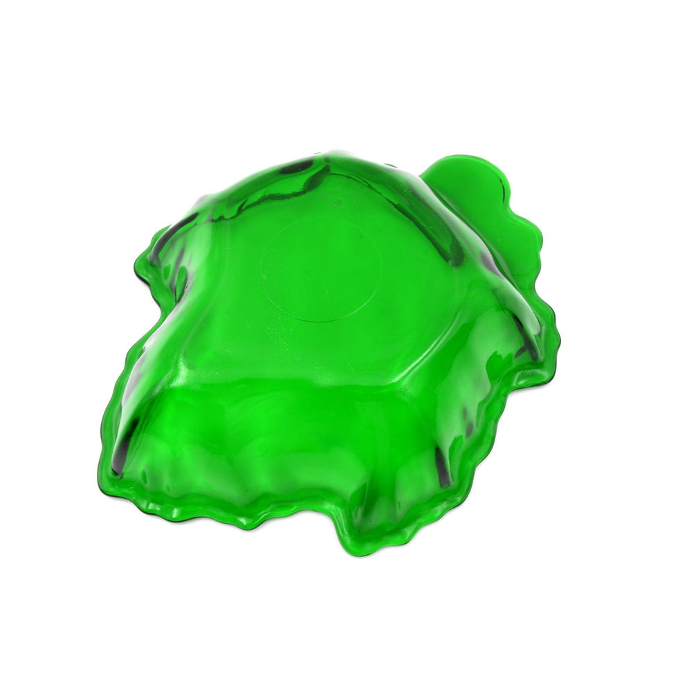 섬네일: Used FIRE KING Green 3D Leaf-Shaped Glass Bowl Antique Item