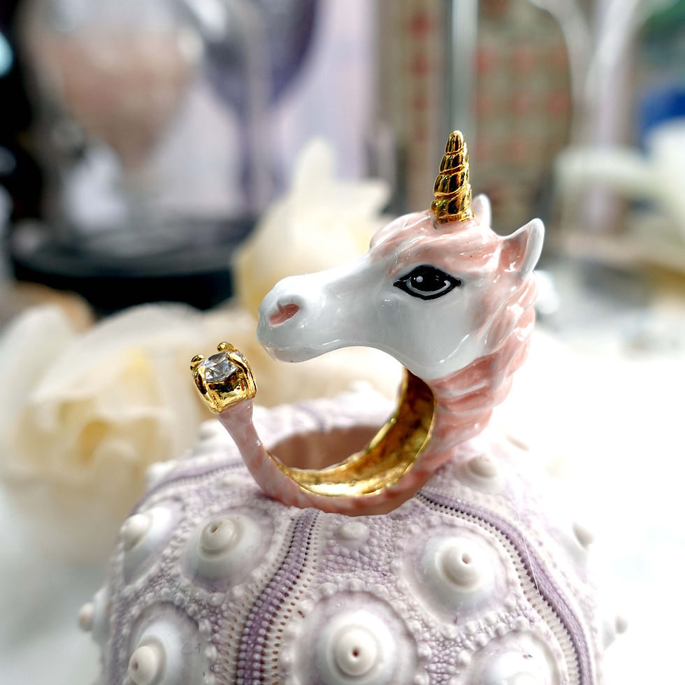 Miniatura: 超可愛│粉紅色獨角獸戒指 鍍9K真黃金不掉色不氧化鋯石 輕珠寶可調整尺寸