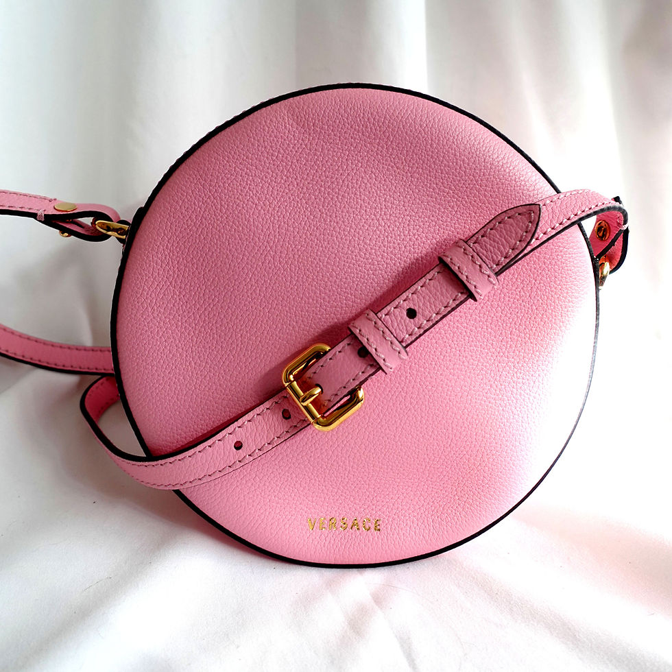 Thumbnail: Versace La Medusa Barbie Style Plastic Rivets Studded Round Crossbody Camera Bag is guaranteed 100% authentic.