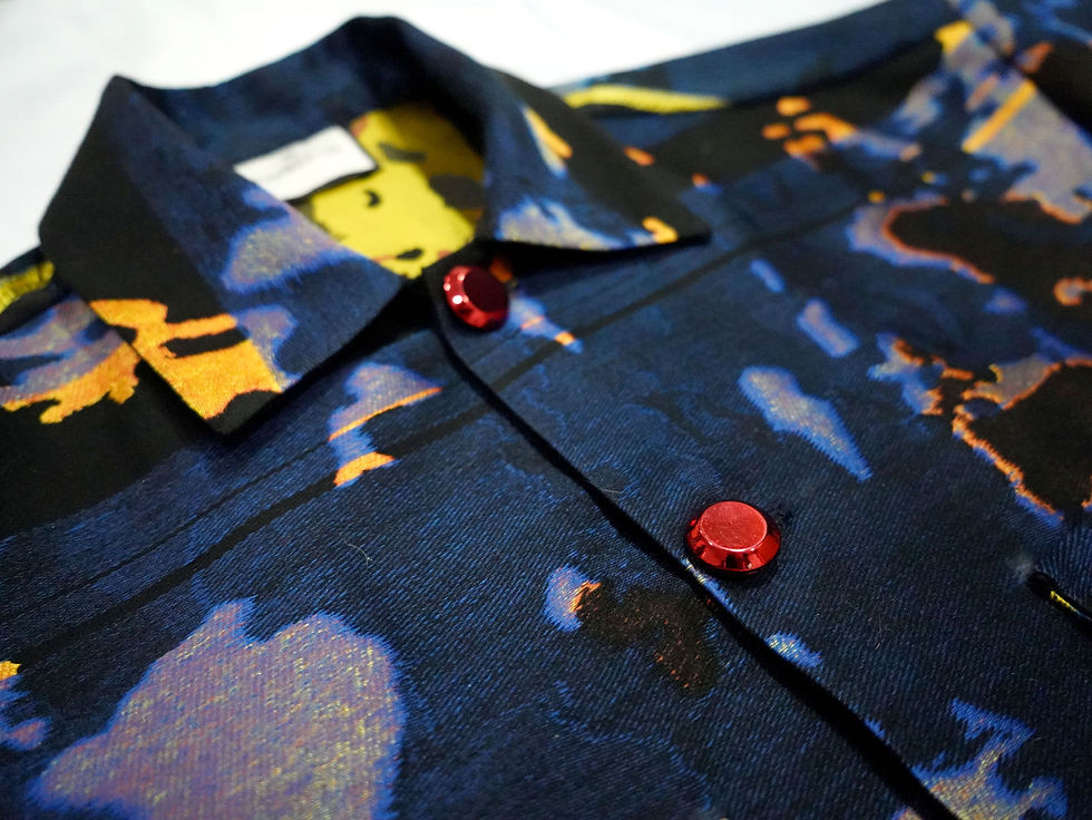 Miniatura: TIMBEE LO Black Galaxy Pattern Jacket with metallic red metal button