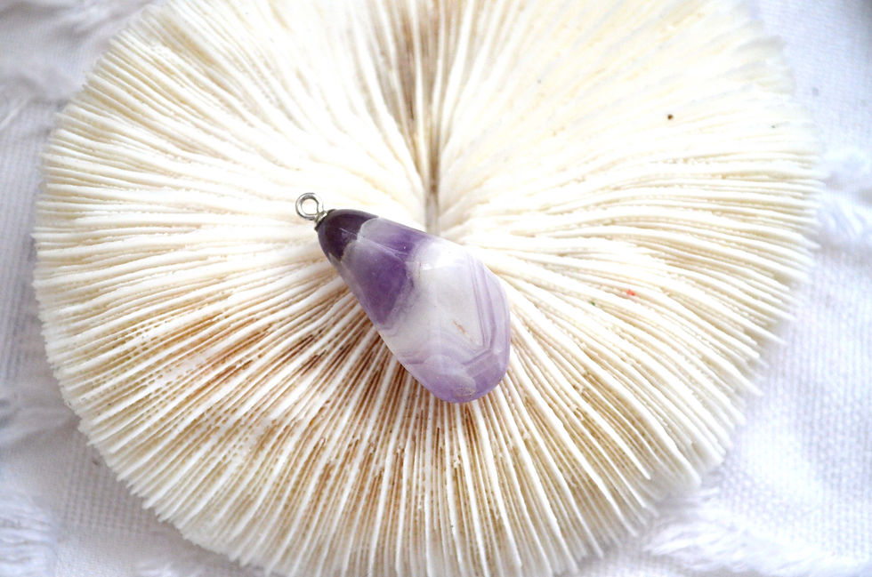 茄子型千層冰晶紫水晶頸鍊鏈墜 日本高級二手古著珠寶首飾