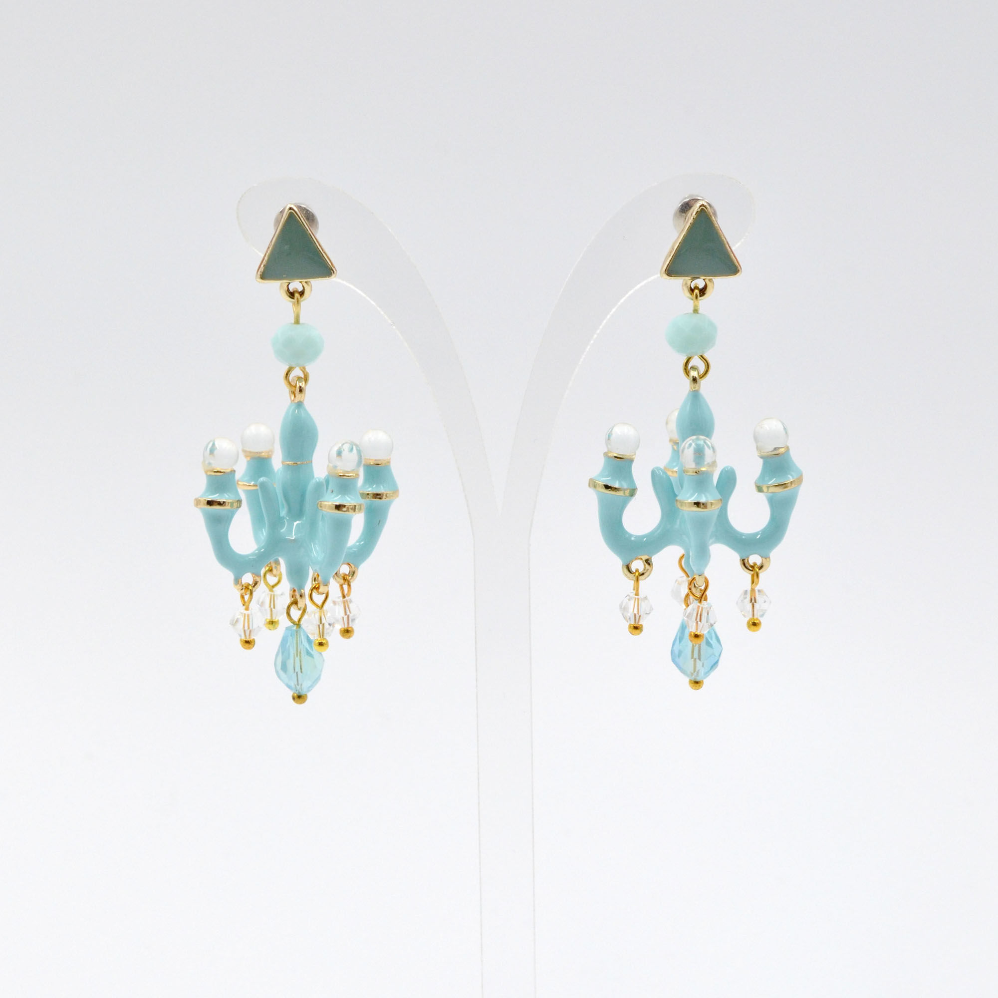 TIMBEE LO 天藍色 迷你吊燈耳環 法式樹脂搪瓷塗層 Sky Blue Mini Chandelier Earring