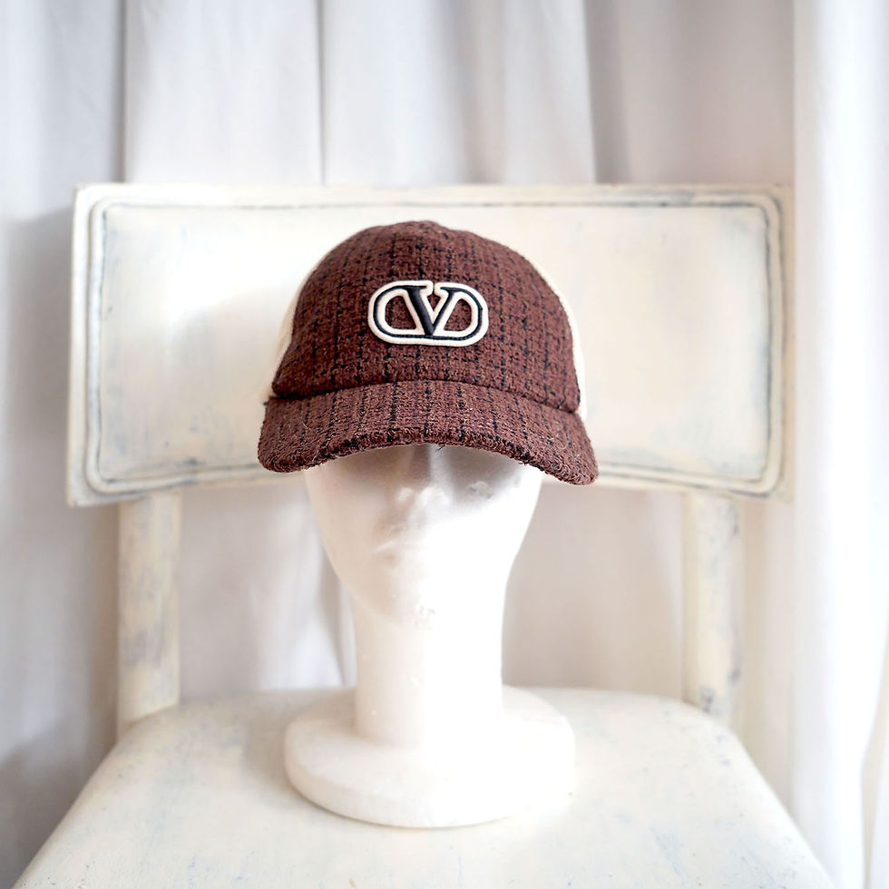 섬네일: Valentino Garavani Brown Wool-Blend Cap with V Logo Patch