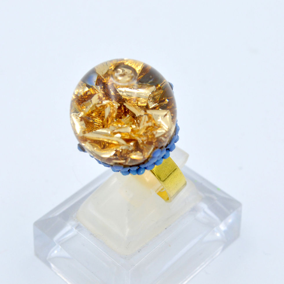 Miniaturbild: 金箔玻璃球戒指 綴施華洛幻彩水晶石