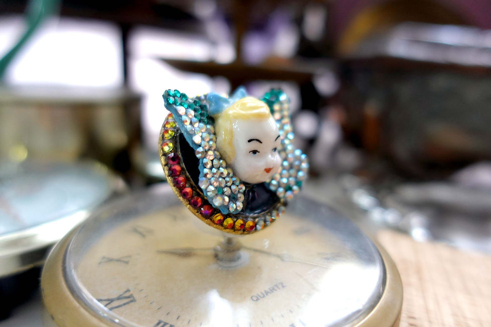 Miniature : 藍色愛麗絲小精靈蝴蝶娃娃綴施華洛幻彩水晶戒指 可調整尺寸