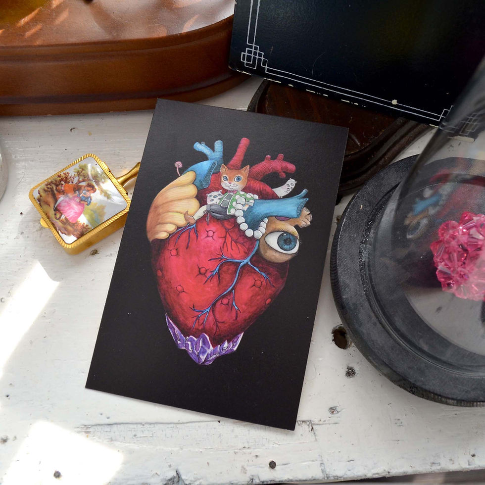 Miniatura: GOOKASO 貓咪國王 黑暗風心臟寶座 明信片 珠光卡紙材質POSTCARD