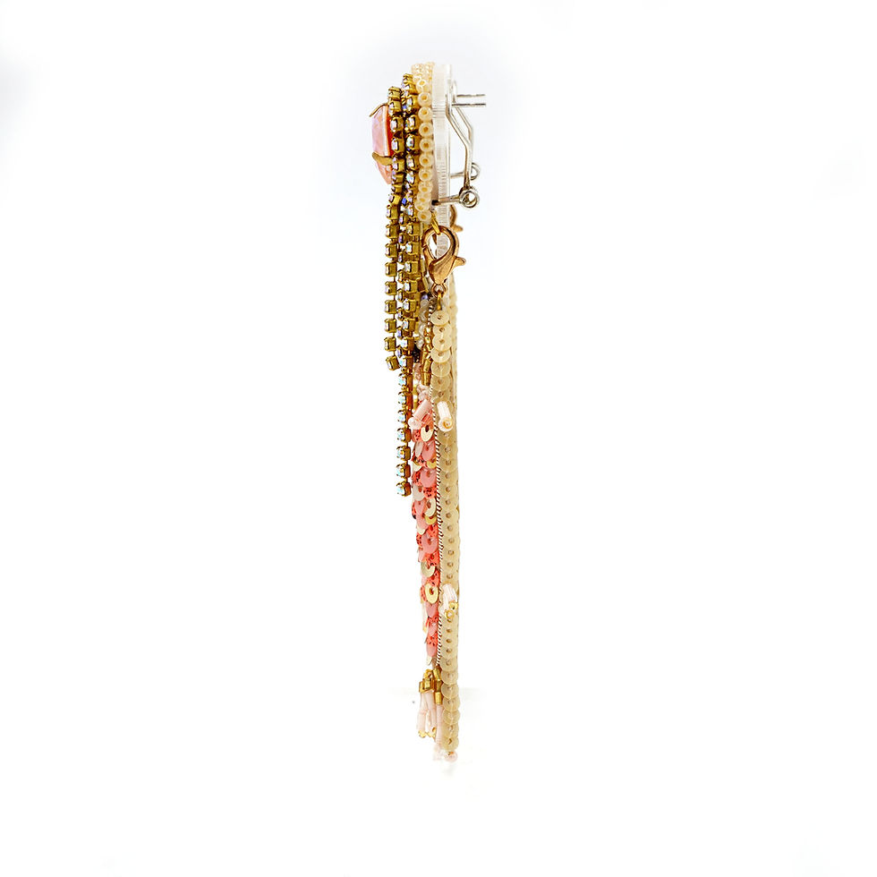 縮圖：Handmade Embroidered Beaded Fish Earrings
