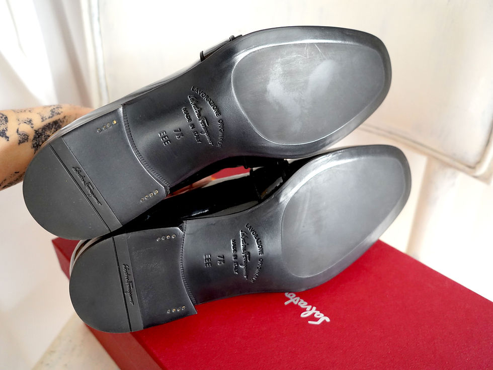 Miniatura: Ferragamo Black Leather Patent Loafers