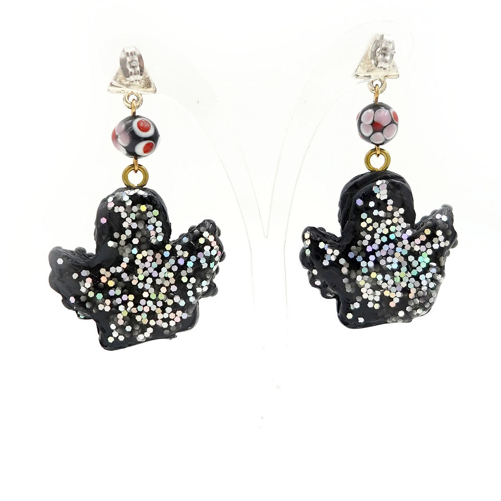 Miniaturbild: TIMBEE LO Black Handmade Baroque Angel Earrings