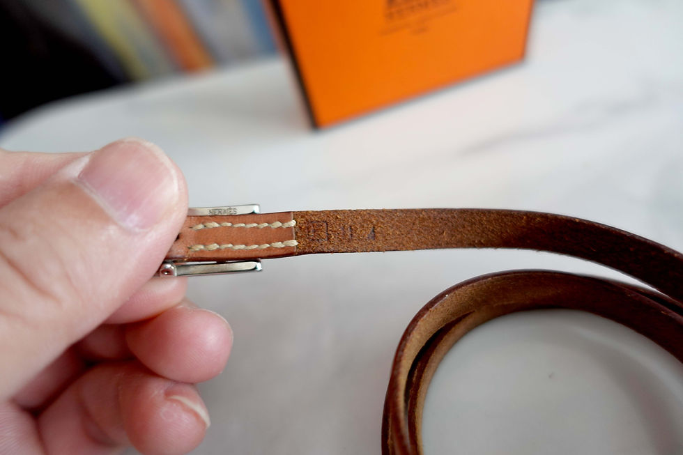サムネイル： 法國中古愛馬仕Hermes啡色牛皮四圈手帶手環高級二手古著珠寶首飾