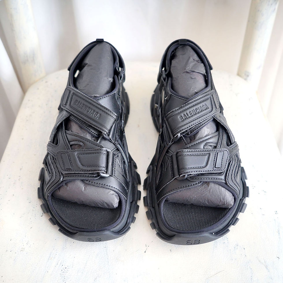 Thumbnail: EU39 Balenciaga Black Track Rubber Velcro Sandals