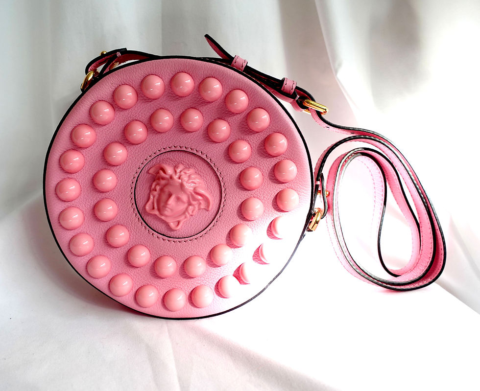 Miniatura: Versace La Medusa Barbie Style Plastic Rivets Studded Round Crossbody Camera Bag is guaranteed 100% authentic.