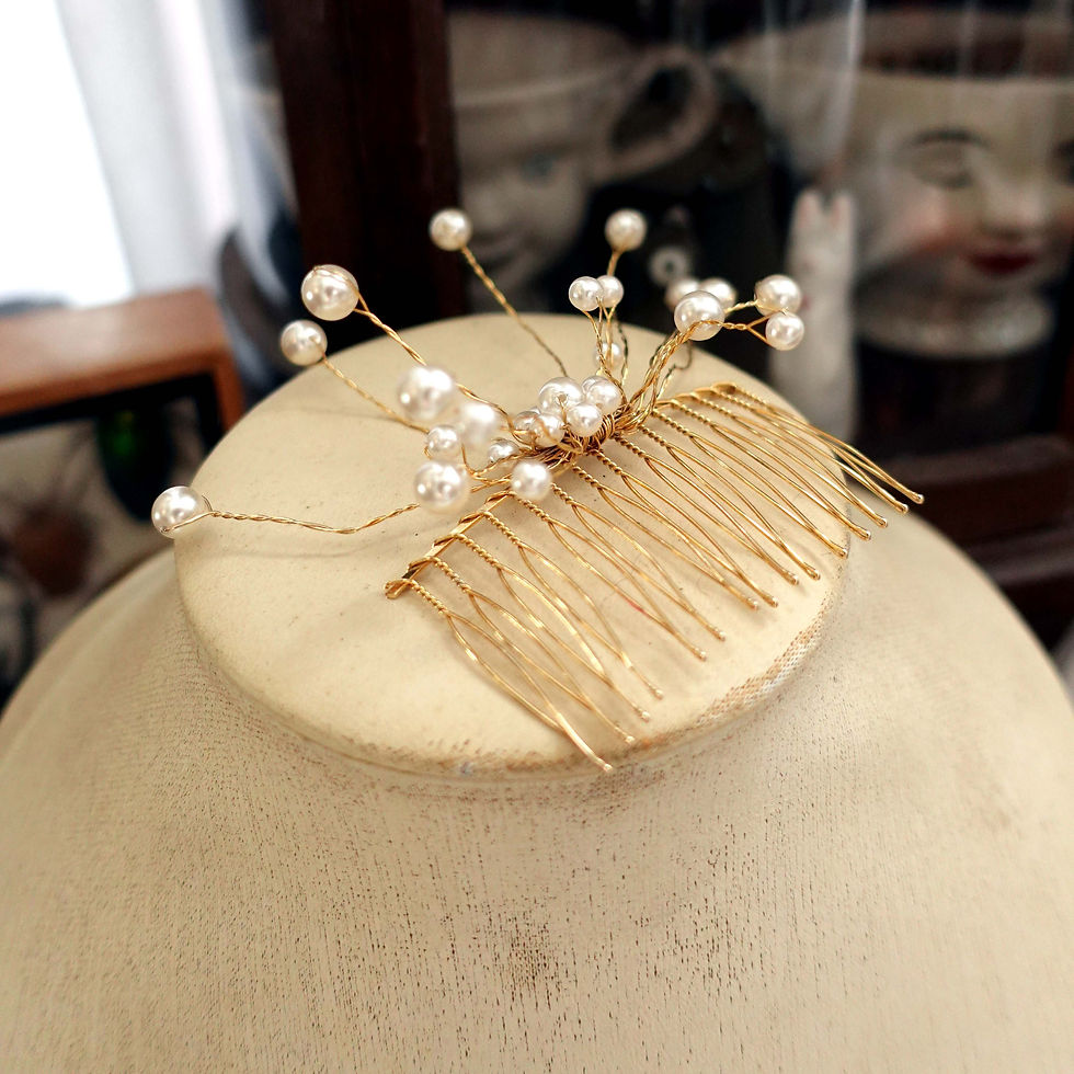 Miniatura: 日本中古金絲線和服珍珠髮飾髮叉頭飾髮叉 高級二手古著珠寶首飾
