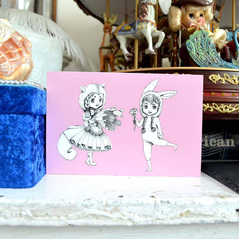 Miniature : GOOKASO 兔子少年 松鼠多肉少女  明信片 珠光卡紙材質 POSTCARD