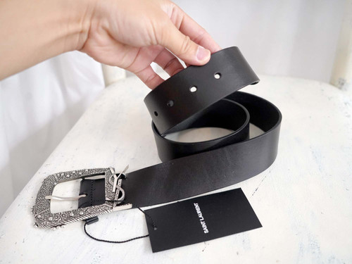 SAINT LAURENT ブラックレザーベルト｜SAINT LAURENT ブラックレザー