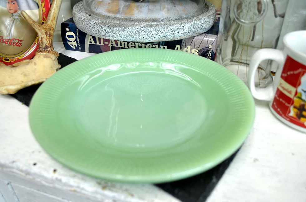 Miniature : FIRE KING 翡翠半透玻璃餐碟 60s Jadeite Glasses Dinner Plate