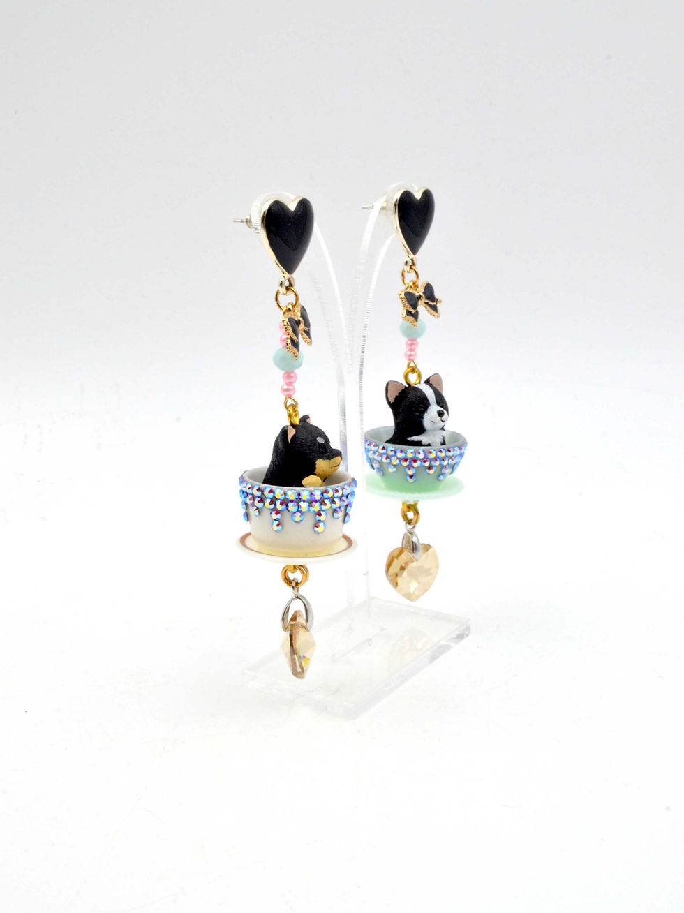 Miniatura: 小狗茶杯耳環綴施華洛水晶 Doggies on the Cup Earrings with Swarovski Crystal