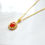 Miniatura: 鍍18k金三文魚色瑪瑙寶石吊墜項鍊頸鍊 日本二手古著貴婦珠寶首飾