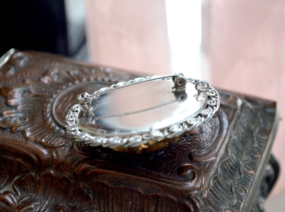 Miniatura: 藍色鍍銀邊乾燥花立體胸針 貴婦 日本二手古著珠寶首飾