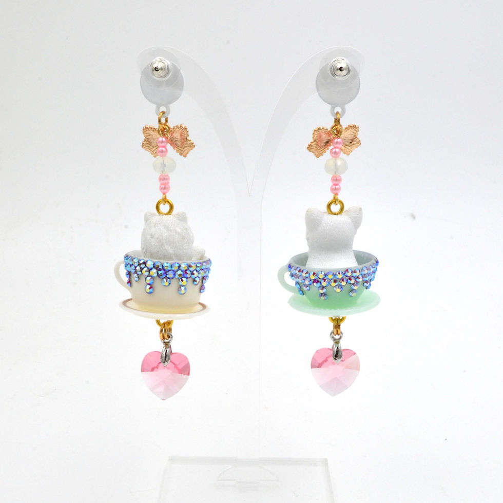 Miniaturbild: 小狗茶杯耳環綴施華洛水晶 Doggies on the Cup Earrings with Swarovski Crystal