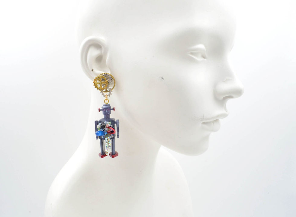 Miniatura: TIMBEE LO 手工製 爆炸機械人耳環 齒輪耳釘 懷舊機器人 STEAMPUNK