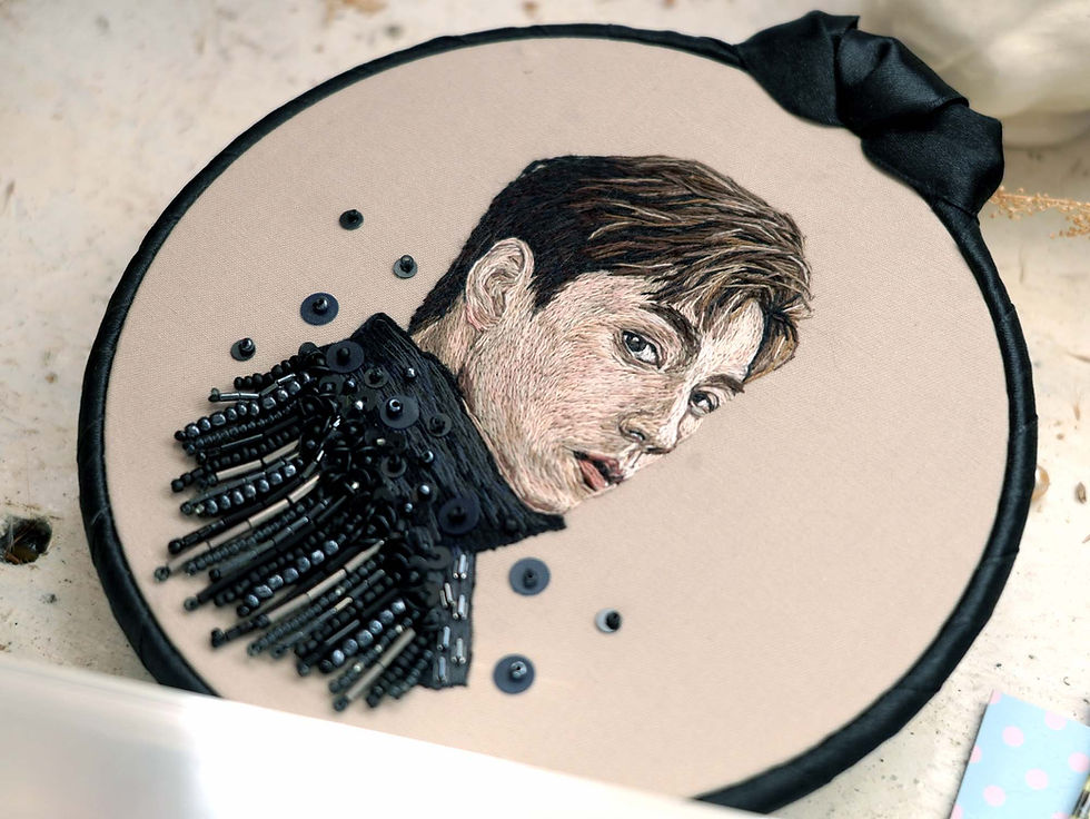 Miniature : French Hand-Embroidered Portrait Embroidery Wall Art Jeffrey Ngai 魏浚笙