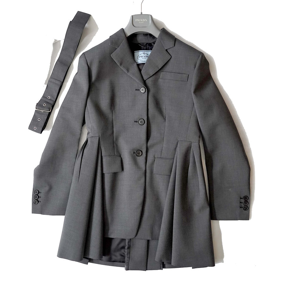 PRADA Women's Gray Pleated Hem Loose-Fit Long Sleeve Blazer