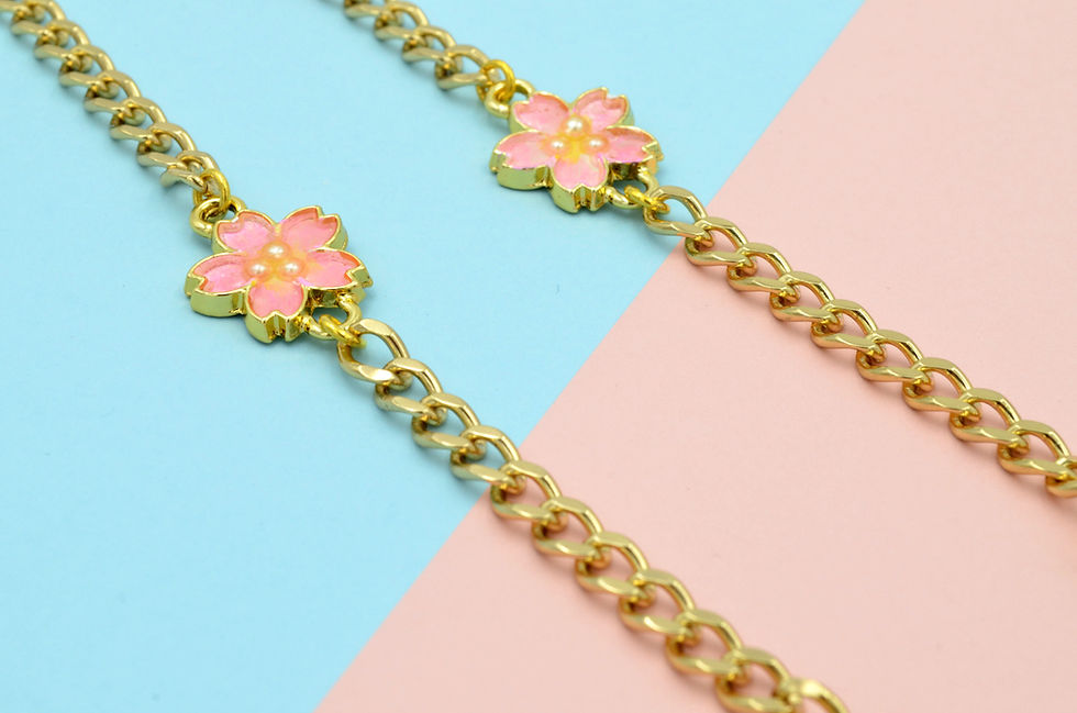 Miniature : 粉紅色櫻花鍍18K金手鍊