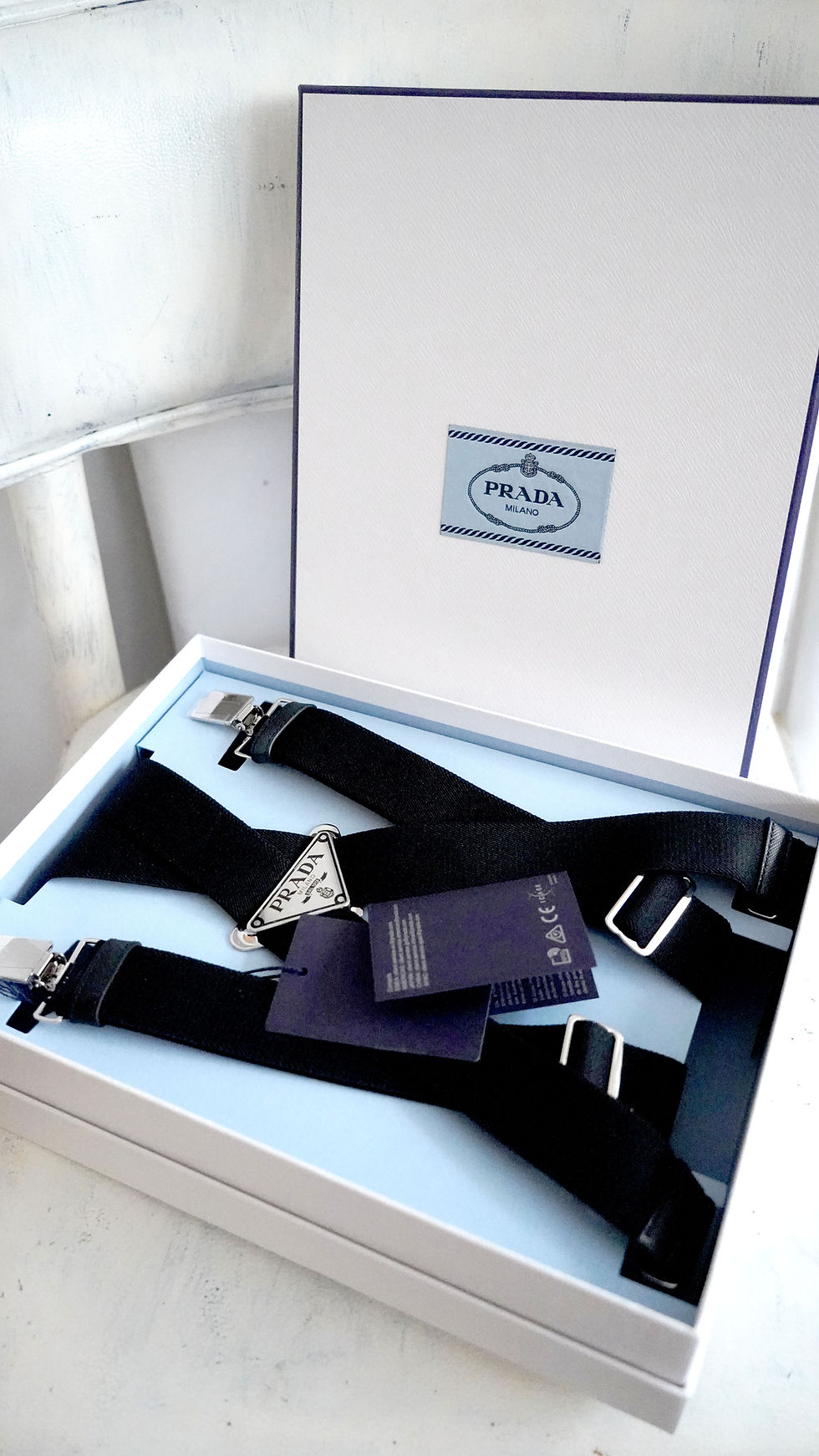 Miniatura: PRADA Men's Suit Suspenders with Triangle Logo