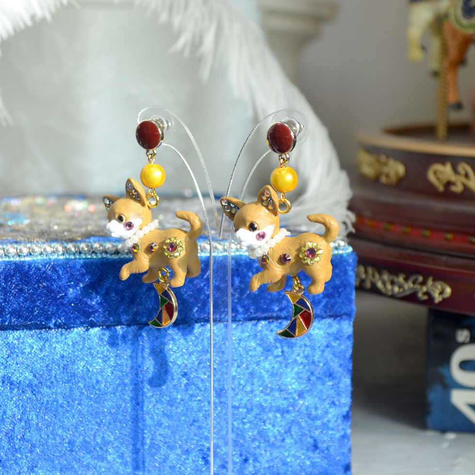 Miniatura: 芝娃娃小狗綴施華洛水晶裝飾耳環 Swarovski Crystal