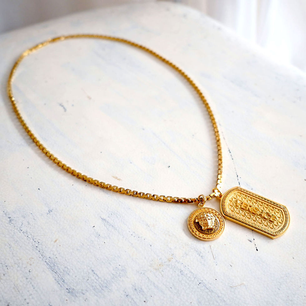 縮圖：Versace Military Style Dog Tag Necklace with Medusa Pendant